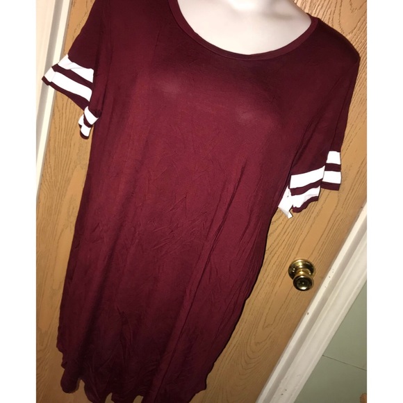Charlotte Russe Dresses & Skirts - ⬇️Burgundy varsity stripe t-shirt dress
